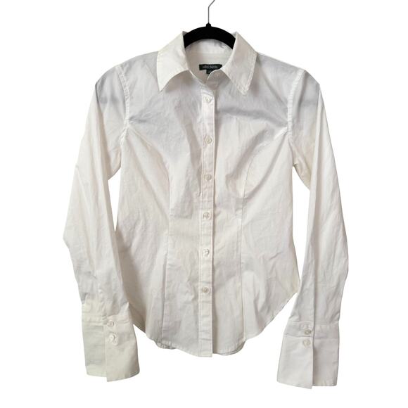 Wild Fable White Button Down Collar Long Sleeve Basics Curved Hem Dress Shirt-XS - Picture 2 of 5